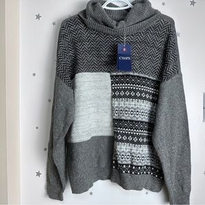 Holiday sweater size M  New with tag. grey & white& black